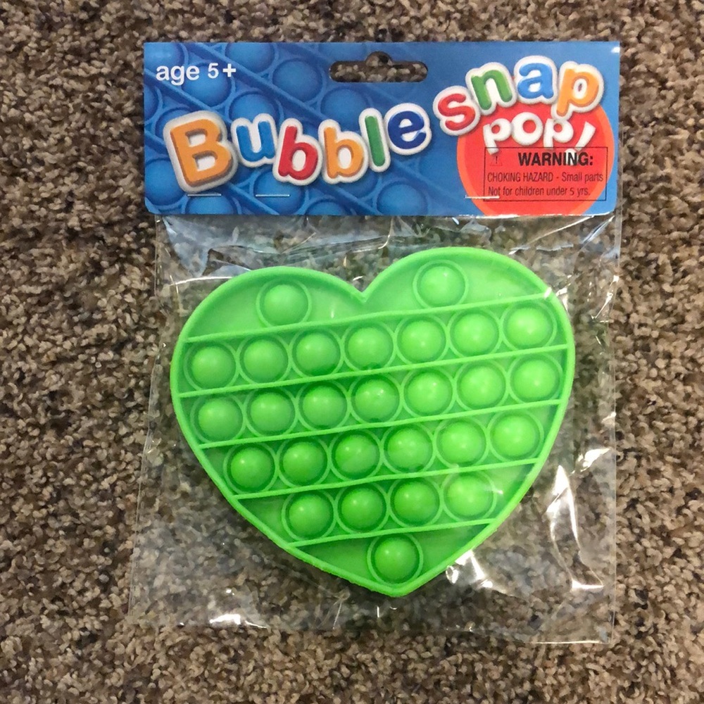Green Heart Bubble Snap Pop It Fidget Toy